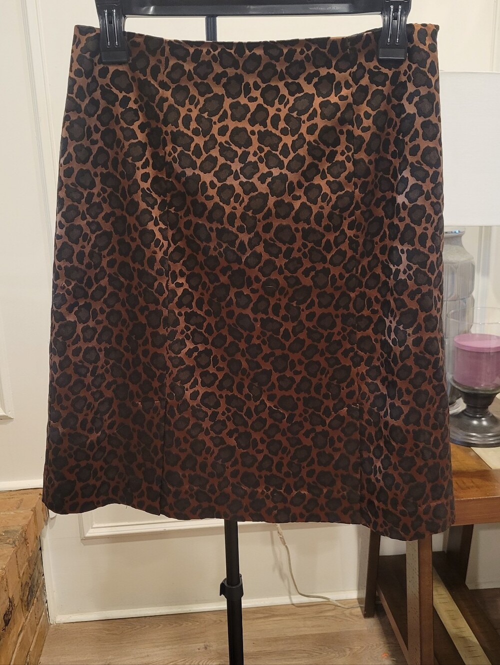 Leopard Print Midi Skirt in Brown and Black